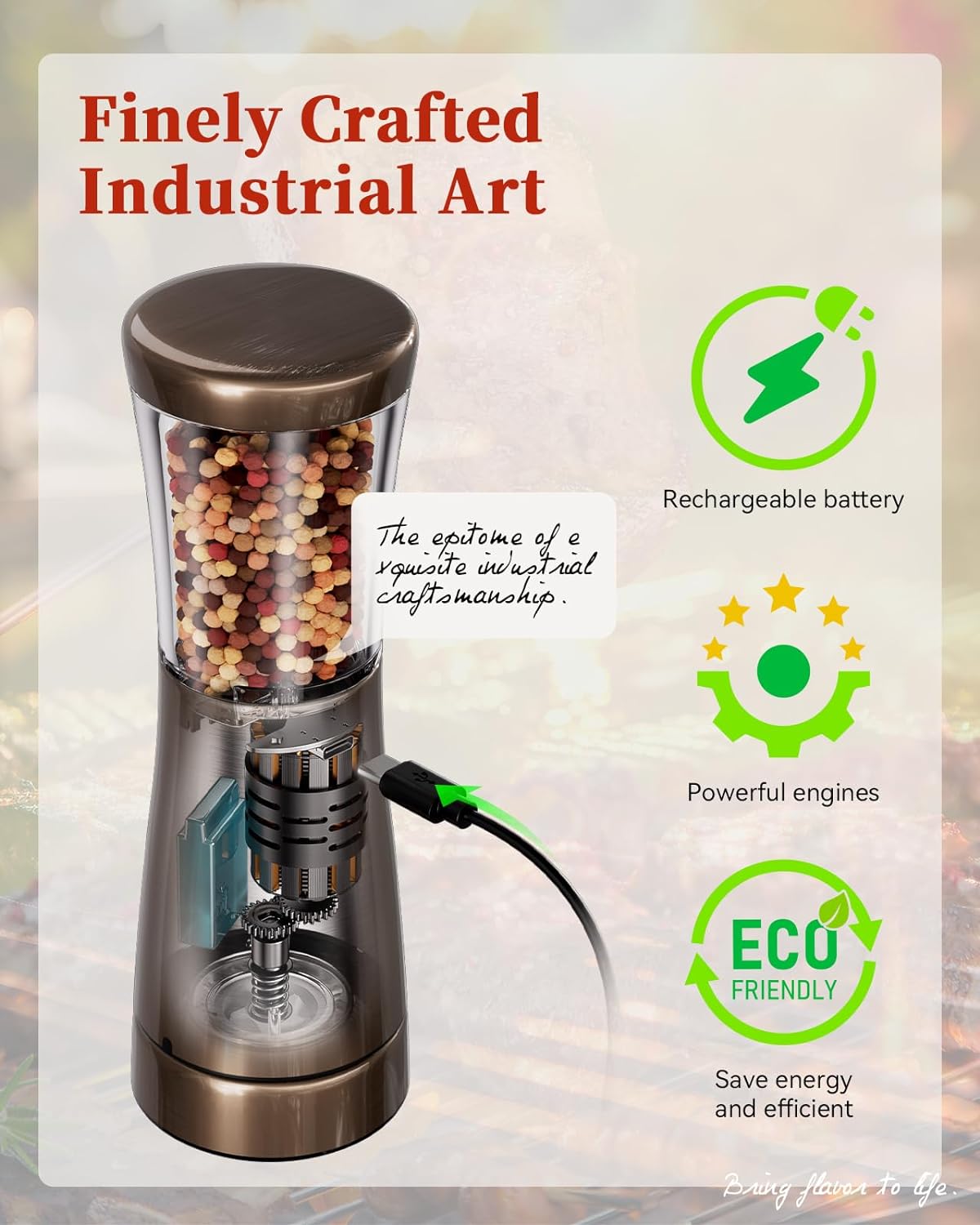 Electric Salt and Pepper Grinder Set with Storage Base, Stainless Steel Rechargeable Salt and Pepper Grinder Set with 4.5oz Large Capacity, 1.8" Wide Mouth, Adjustable Coarseness, Bronze