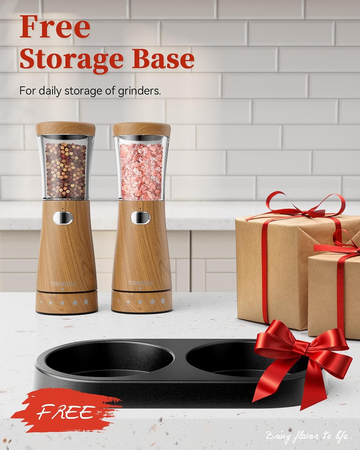 Electric Salt and Pepper Grinder Set, Large 4.5oz Capacity, Stainless Steel & Wood Design with Adjustable Coarseness and LED Light, USB Rechargeable, Salt and Pepper Grinder Set