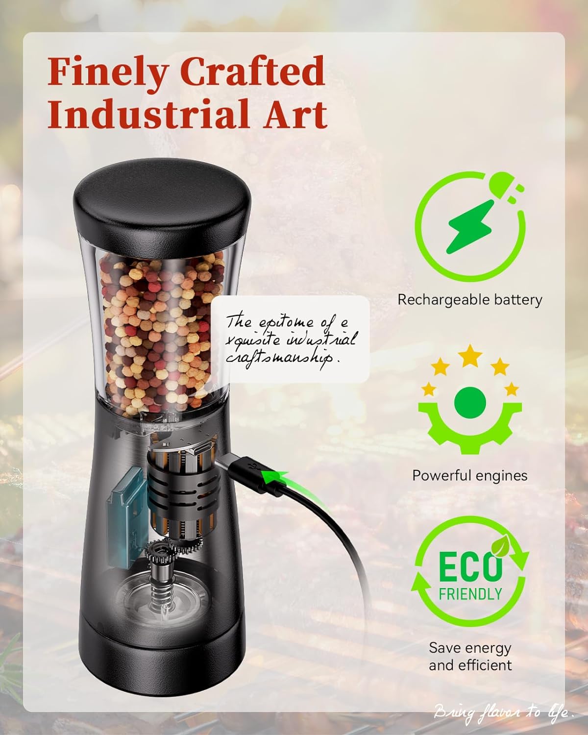 Electric Salt and Pepper Grinder Set with Storage Base, Stainless Steel Rechargeable Salt and Pepper Grinder Set with 4.5oz Large Capacity, 1.8" Wide Mouth, Adjustable Coarseness, Matte Black