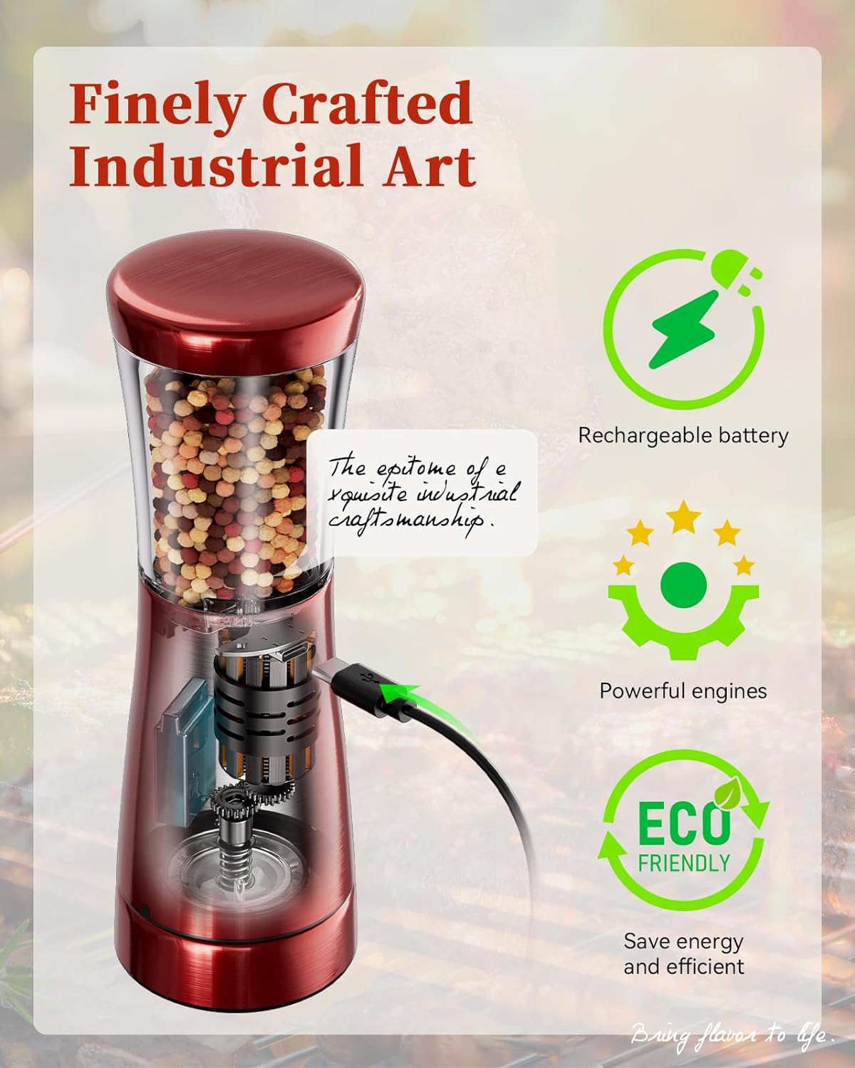 Electric Salt and Pepper Grinder Set with Storage Base, Stainless Steel Rechargeable Salt and Pepper Grinder Set with 4.5oz Large Capacity, 1.8" Wide Mouth, Adjustable Coarseness, Bright red