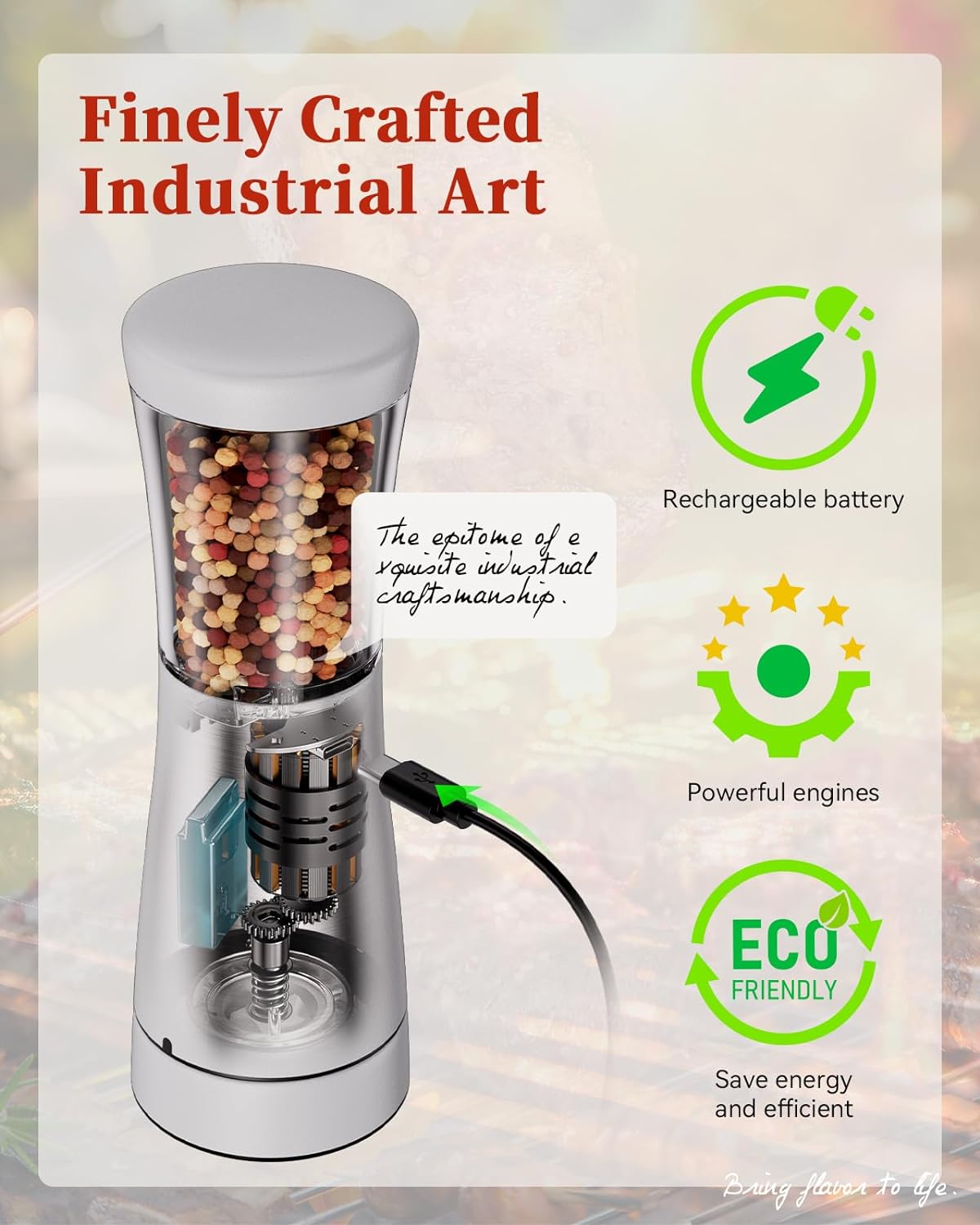Electric Salt and Pepper Grinder Set with Storage Base, Stainless Steel Rechargeable Salt and Pepper Grinder Set with 4.5oz Large Capacity, 1.8" Wide Mouth, Adjustable Coarseness, Matte white
