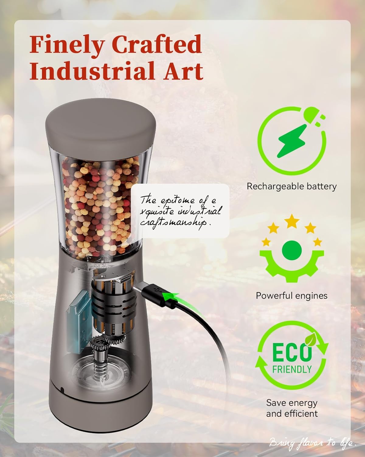Electric Salt and Pepper Grinder Set with Storage Base, Stainless Steel Rechargeable Salt and Pepper Grinder Set with 4.5oz Large Capacity, 1.8" Wide Mouth, Adjustable Coarseness, Dark Grey