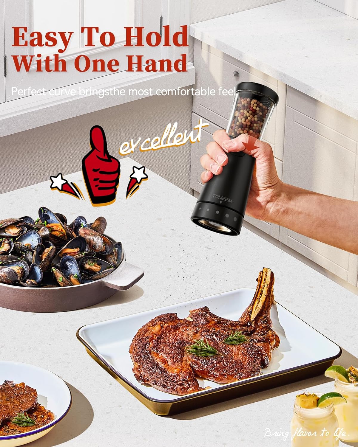 Electric Salt and Pepper Grinder Set with Storage Base, Stainless Steel Rechargeable Salt and Pepper Grinder Set with 4.5oz Large Capacity, 1.8" Wide Mouth, Adjustable Coarseness, Matte Black
