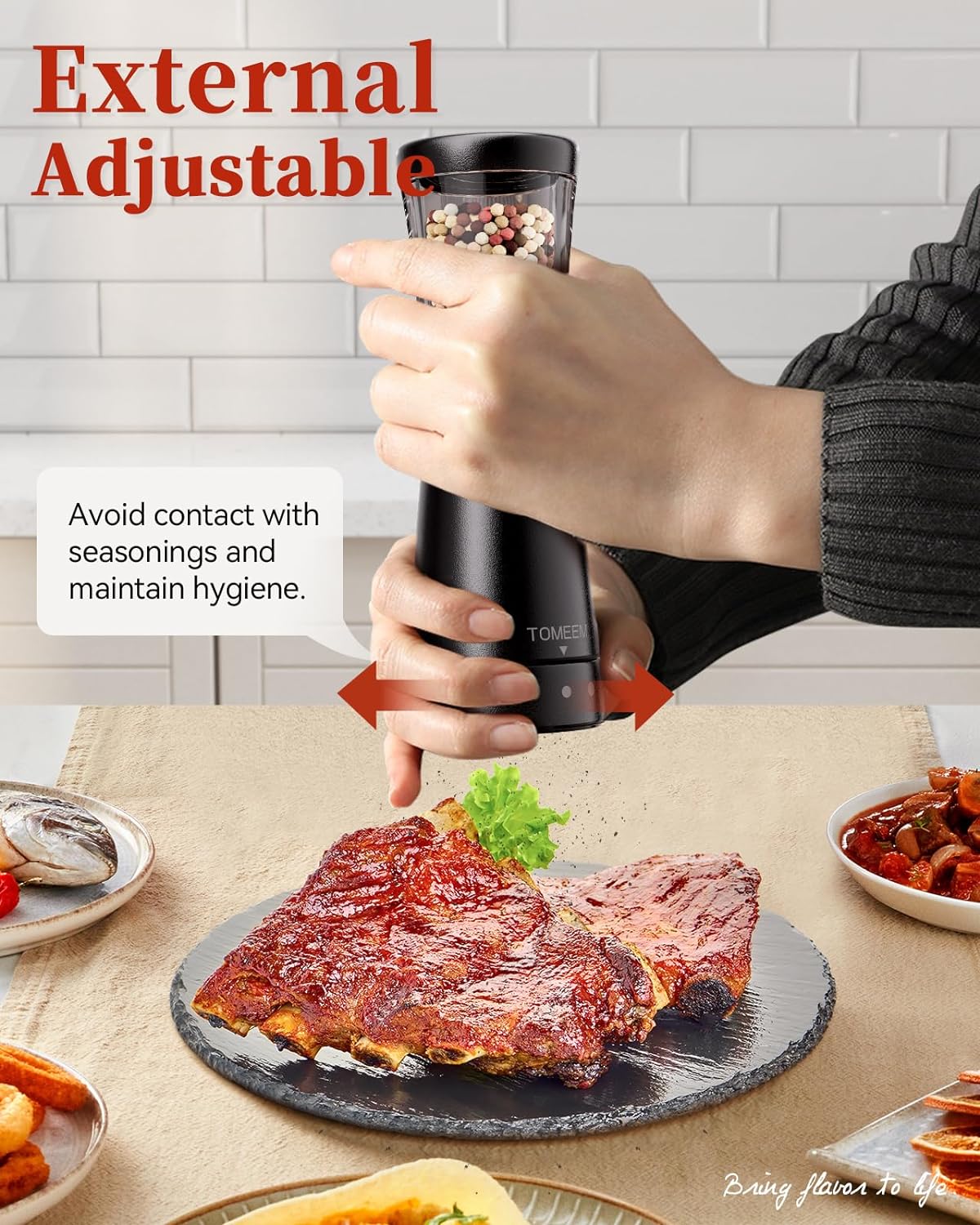 Electric Salt and Pepper Grinder Set with Storage Base, Stainless Steel Rechargeable Salt and Pepper Grinder Set with 4.5oz Large Capacity, 1.8" Wide Mouth, Adjustable Coarseness, Matte Black