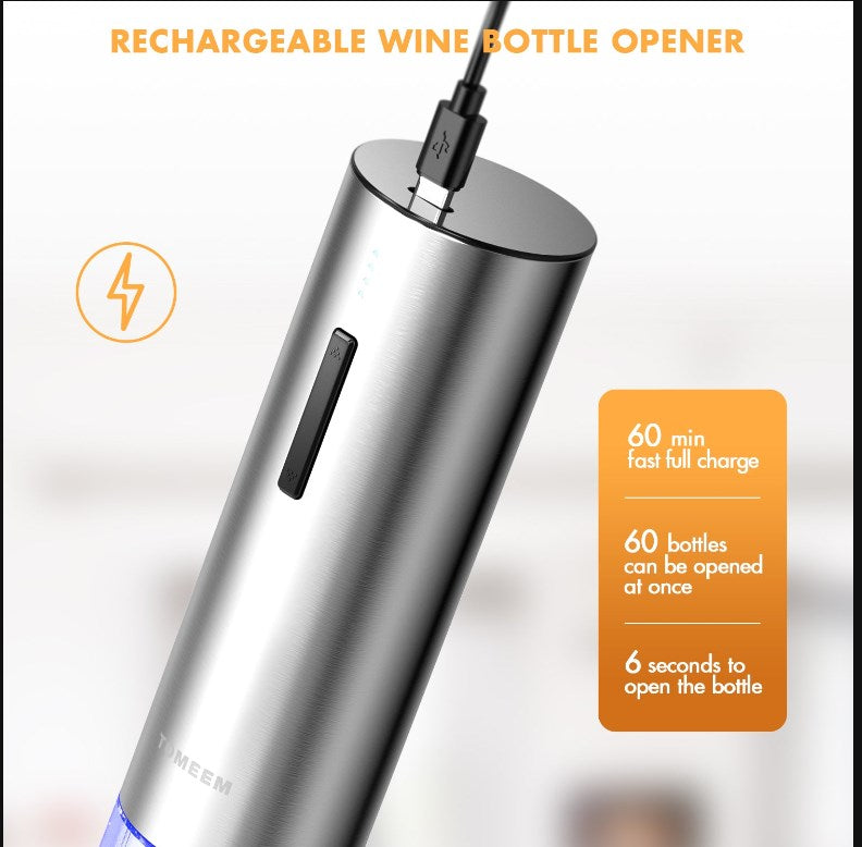 TOMEEM bottle openers Electric Wine Opener Set,Tomeem Gift Set with Rechargeable Wine Opener,4-in-1 Electric Bottle Opener for Home Party Bar Outdoor