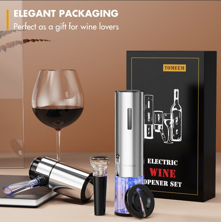 TOMEEM bottle openers Electric Wine Opener Set,Tomeem Gift Set with Rechargeable Wine Opener,4-in-1 Electric Bottle Opener for Home Party Bar Outdoor