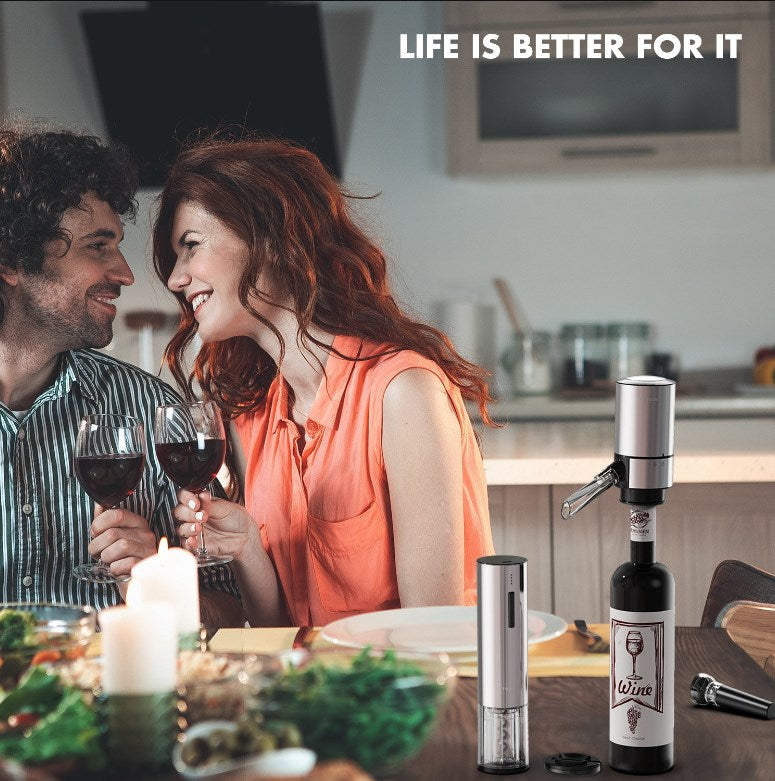 TOMEEM bottle openers Electric Wine Opener Set,Tomeem Gift Set with Rechargeable Wine Opener,4-in-1 Electric Bottle Opener for Home Party Bar Outdoor