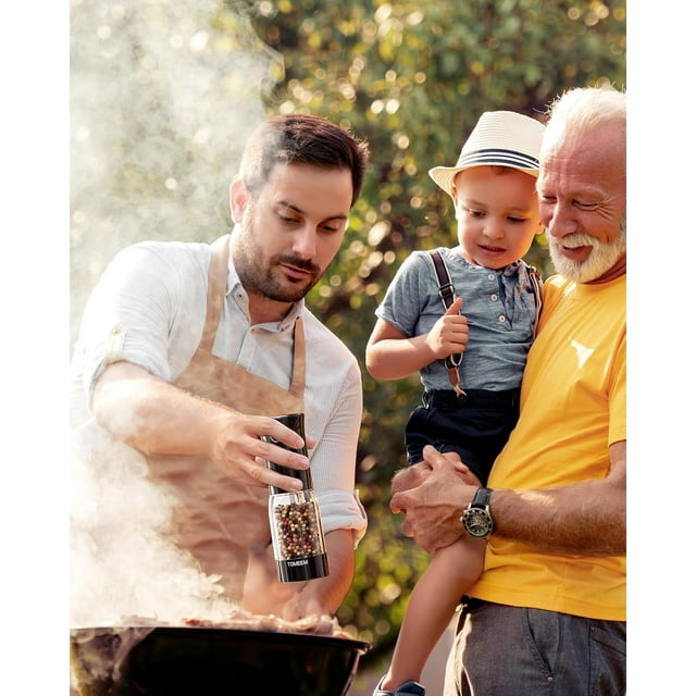 Tomeem Electric Salt and Pepper Grinder Set with LED Power Indicator, Type-C Rechargeable, 5 Adjustable Coarseness, 2 Pack