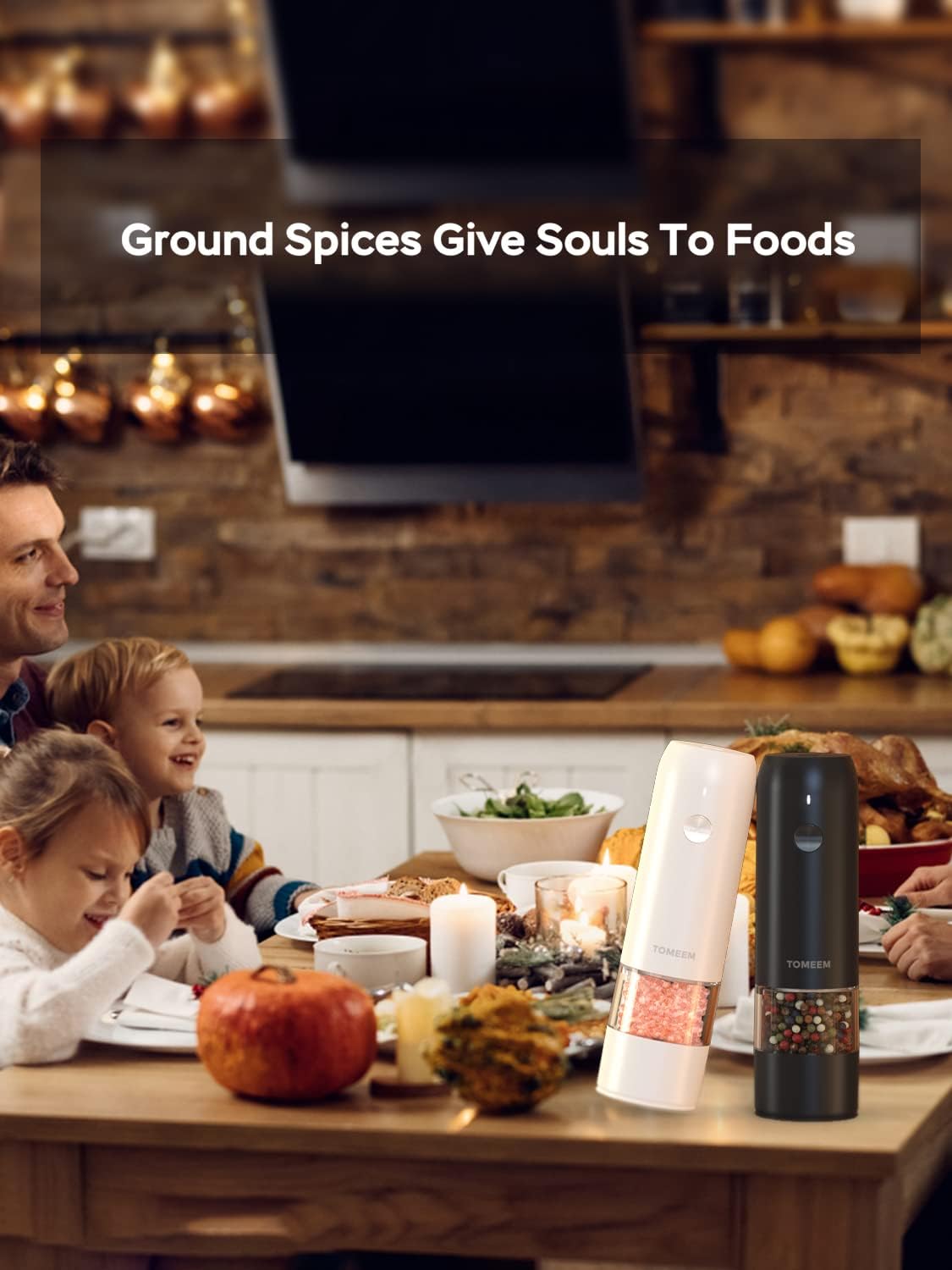 Electric Salt and Pepper Grinder Set - USB Rechargeable One Hand Operation Automatic Pepper Grinder and Salt Grinder with Adjustable Coarseness & LED Light Refillable