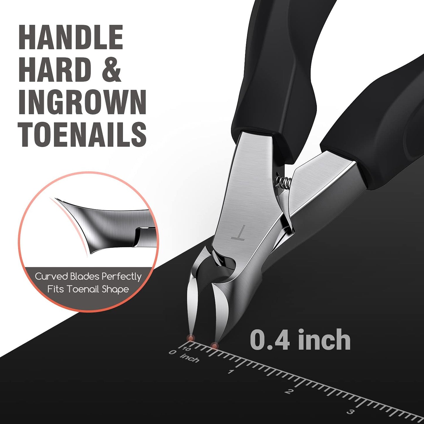 TOMEEM Toenail Clipper Pedicure Tool - Professional Podiatrist Toe Nail Cutter for Thick & Ingrown Nails, Sharp Curved Blade for Men, Women & Seniors