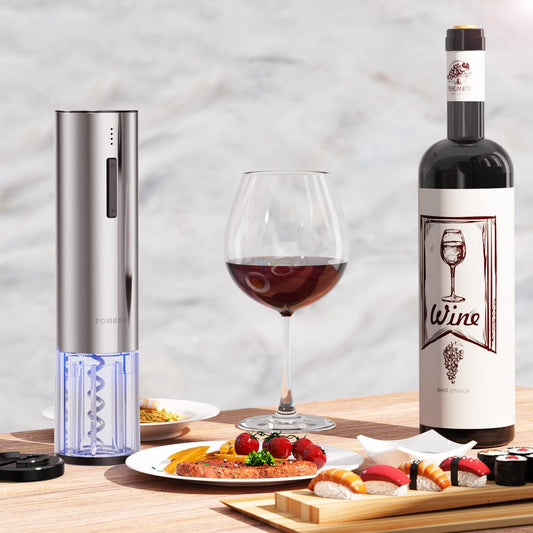 Wine Bottle Opener Set, Tomeem Wine Gift Set with Rechargeable Wine Opener and Foil Cutter, Wine Bottle Opener for Home, Party, Bar, Outdoor