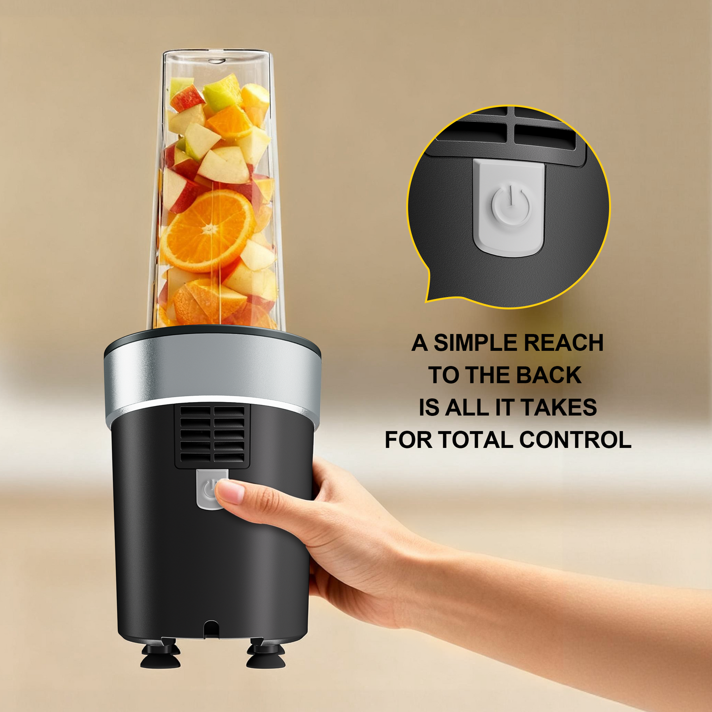 Tomeem Personal Blender with Travel Lid, 20 oz No-BPA Portable Bottle, 450 W, 4-Blade, Black