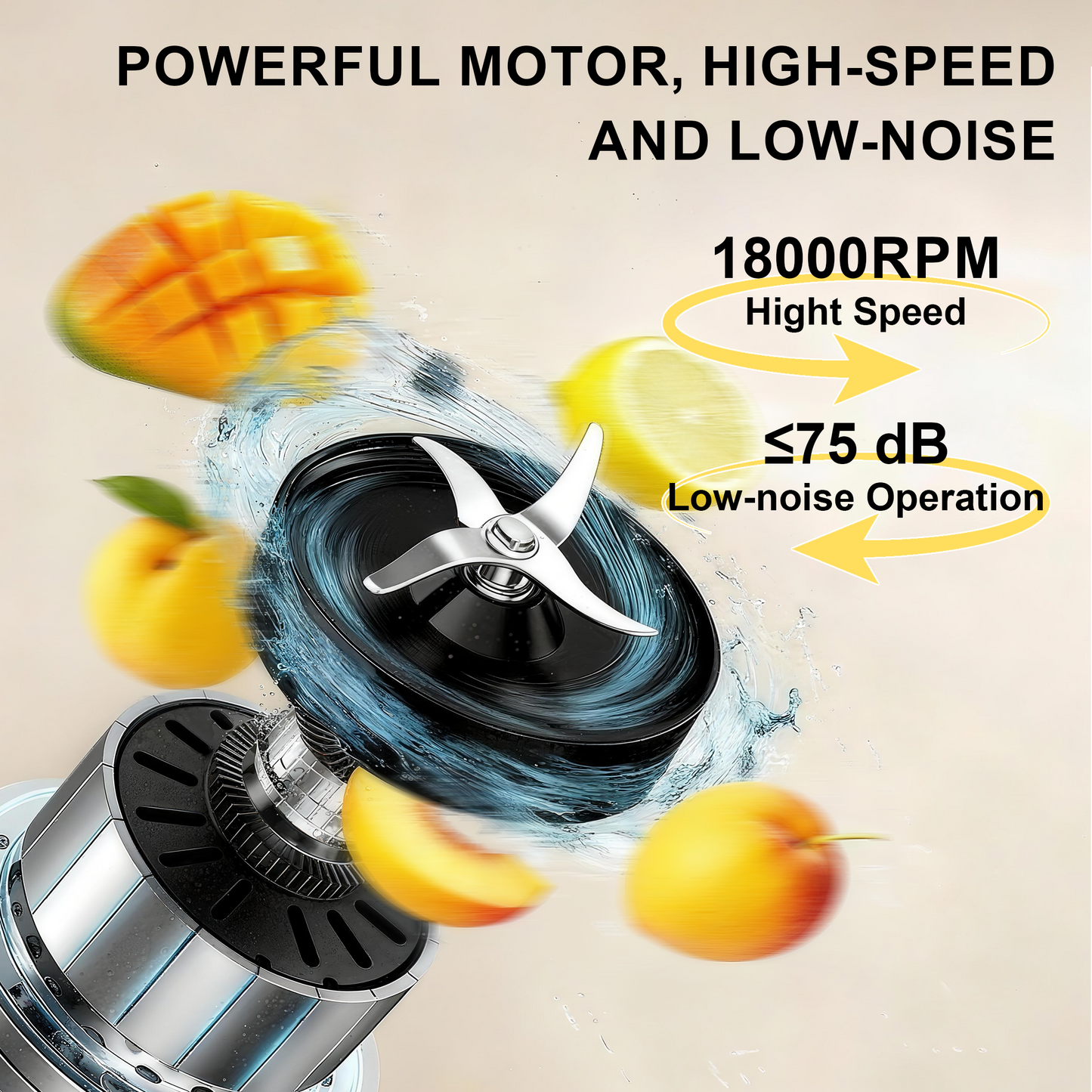 Tomeem Personal Blender with Travel Lid, 20 oz No-BPA Portable Bottle, 450 W, 4-Blade, Black