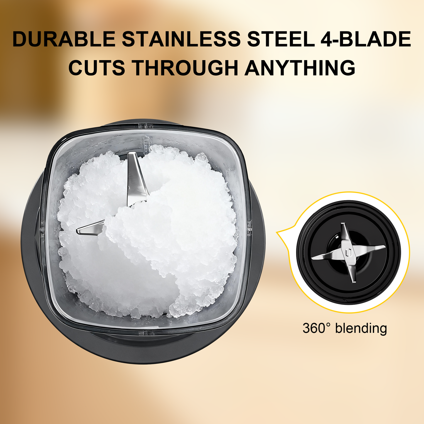 Tomeem Personal Blender with Travel Lid, 20 oz No-BPA Portable Bottle, 450 W, 4-Blade, Black