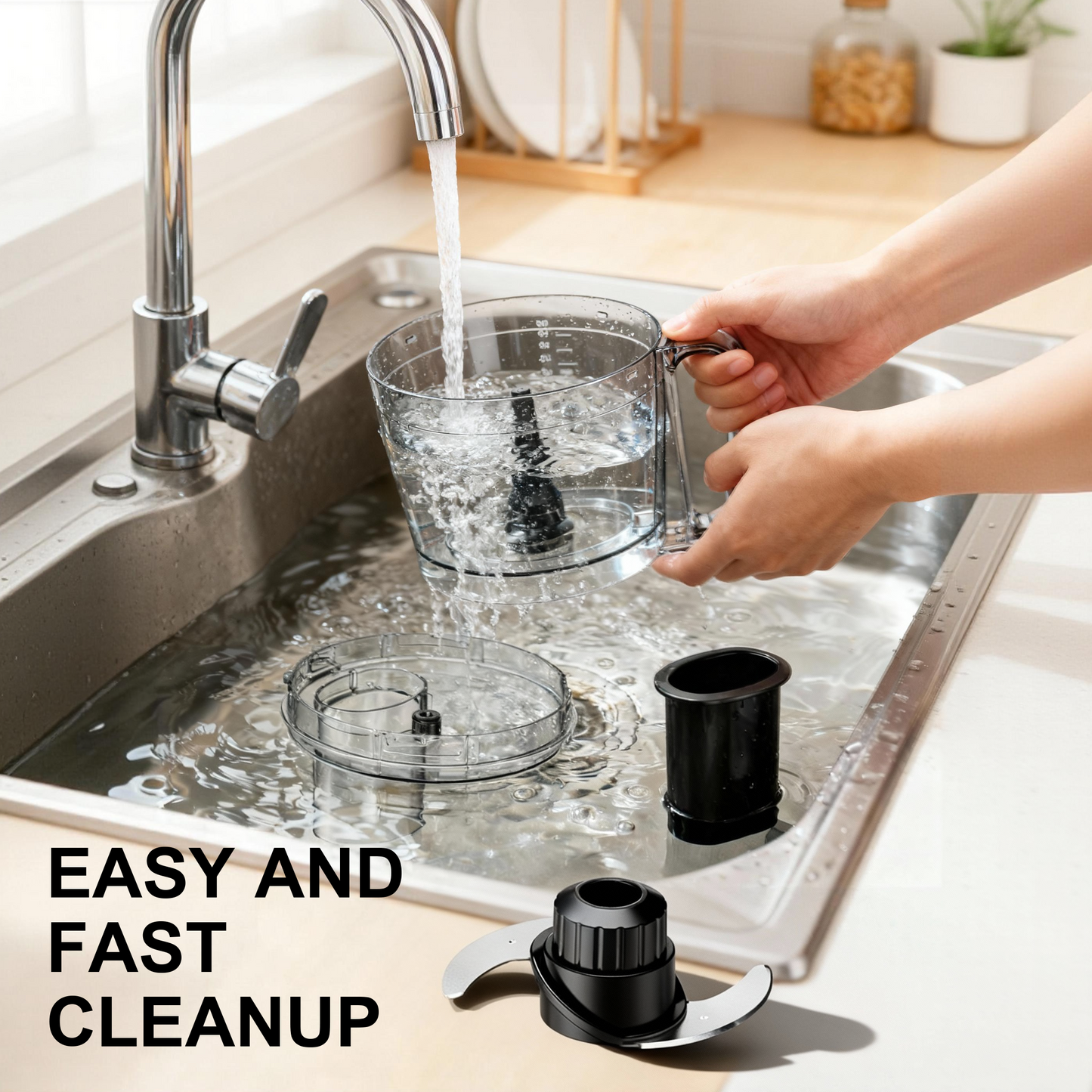 Tomeem Food Processor 600W, 12 Cup, 2 Speeds+Pulse, Chop, Puree, Slice, Shred & Knead Dough