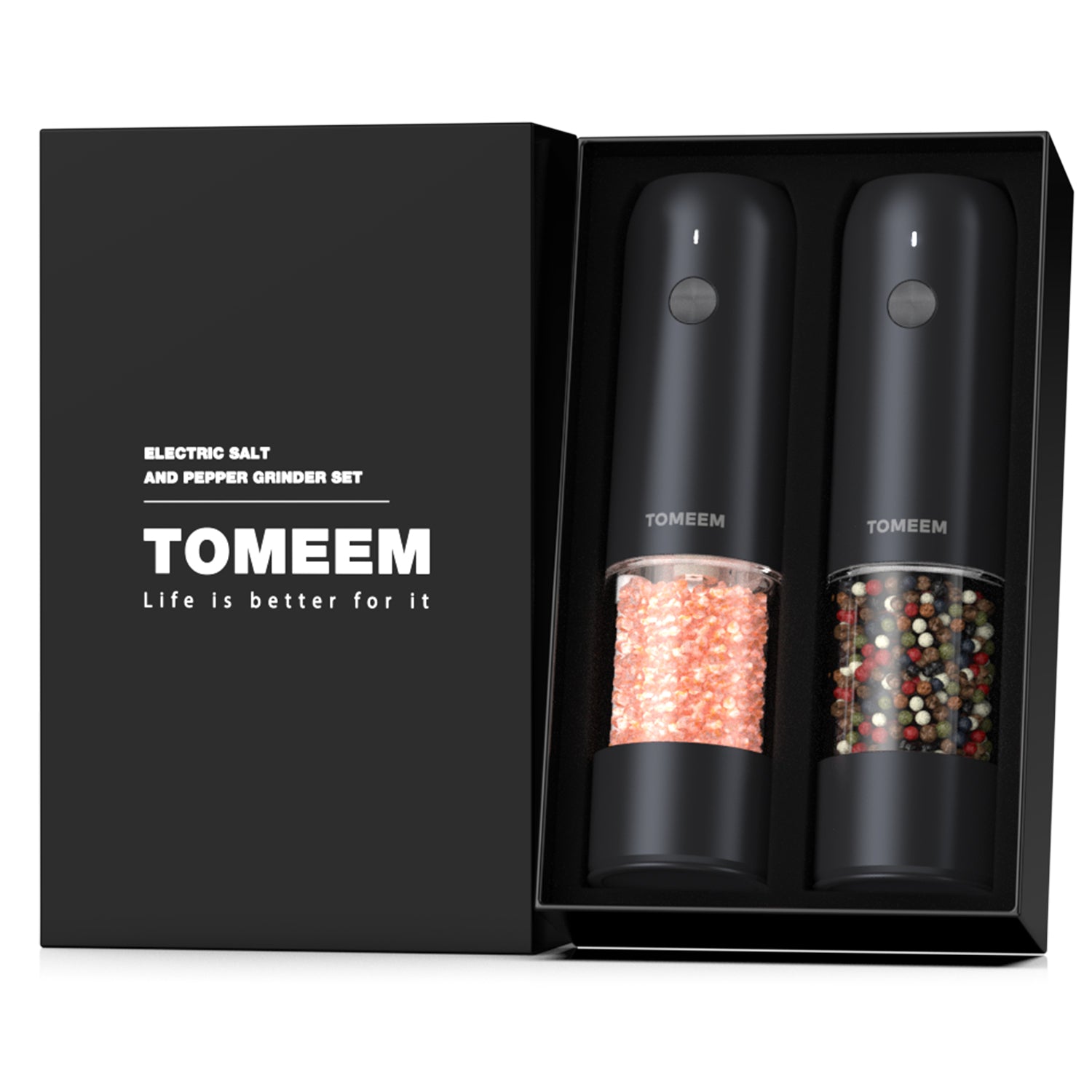 Electric Salt and Pepper Grinder Set - USB Rechargeable One Hand Opera –  TOMEEM