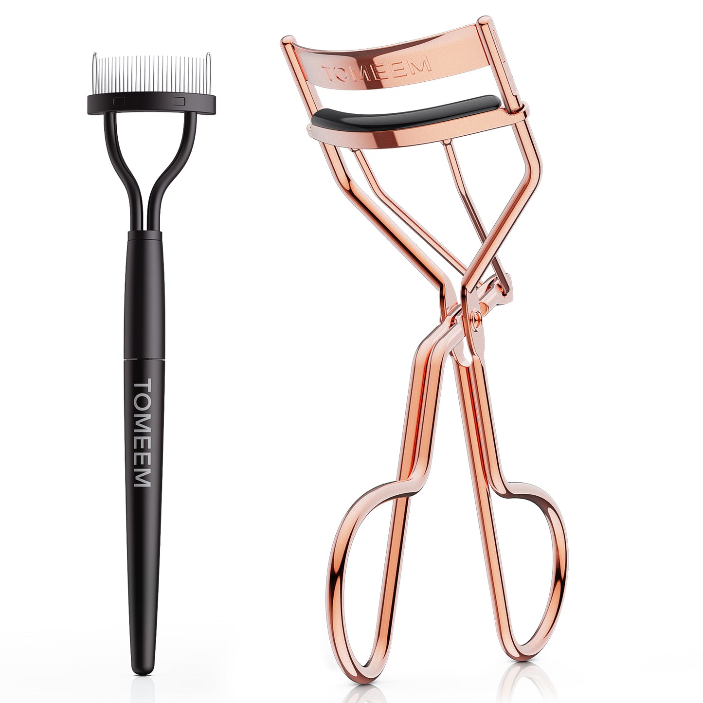 Eyelash Curler with Comb, TOMEEM Professional Volumizing Lash Lift Kit Lash Curler with Refill Pads for Home & Travel Uses, Rose Gold