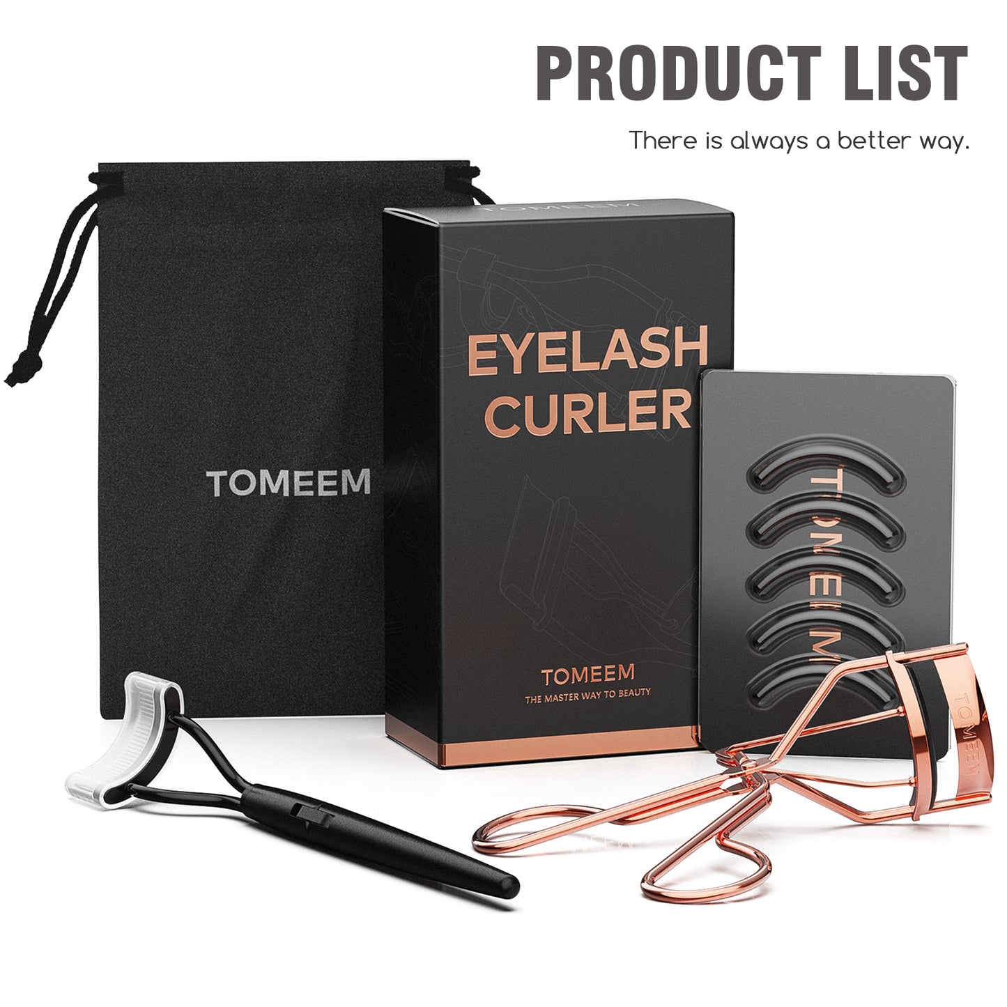 Eyelash Curler with Comb, TOMEEM Professional Volumizing Lash Lift Kit Lash Curler with Refill Pads for Home & Travel Uses, Rose Gold